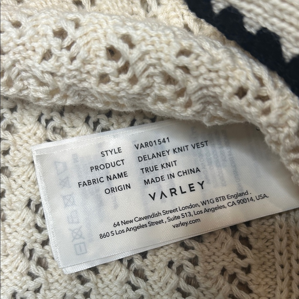 Varley Delaney Cream and Black Open Stitch Sweater Vest - Picture 4 of 12